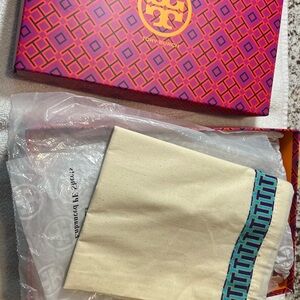 Tory Burch Patterned Box with Cream and Blue Bag